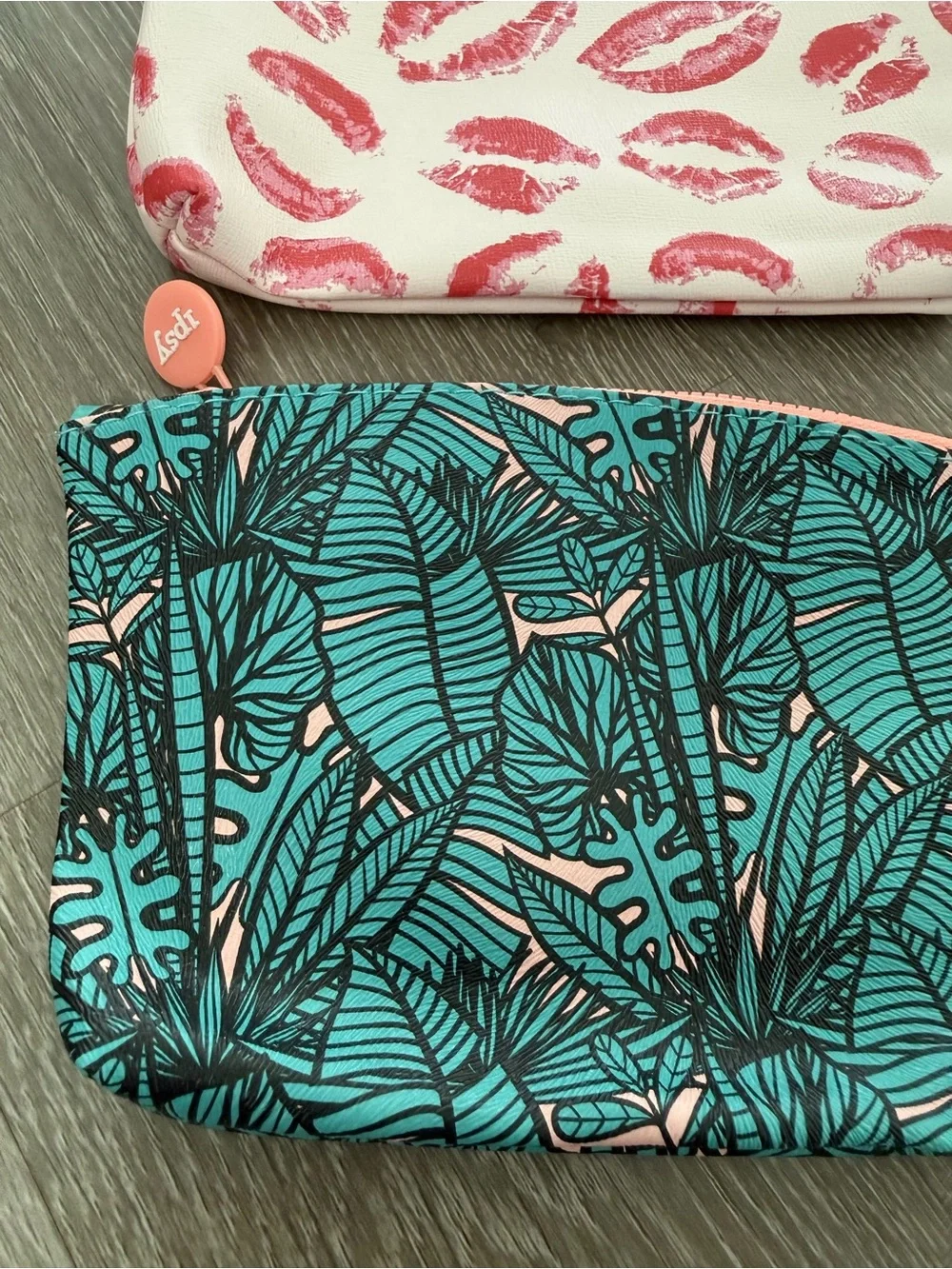 Set of 3 Women's Printed Cosmetic Pouches - Lemon, Lip Print, Tropical